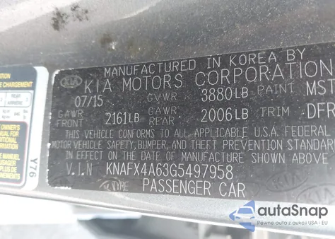 2016 Kia Forte Lx from USA, damaged, VIN KNAFX4A63G5497958